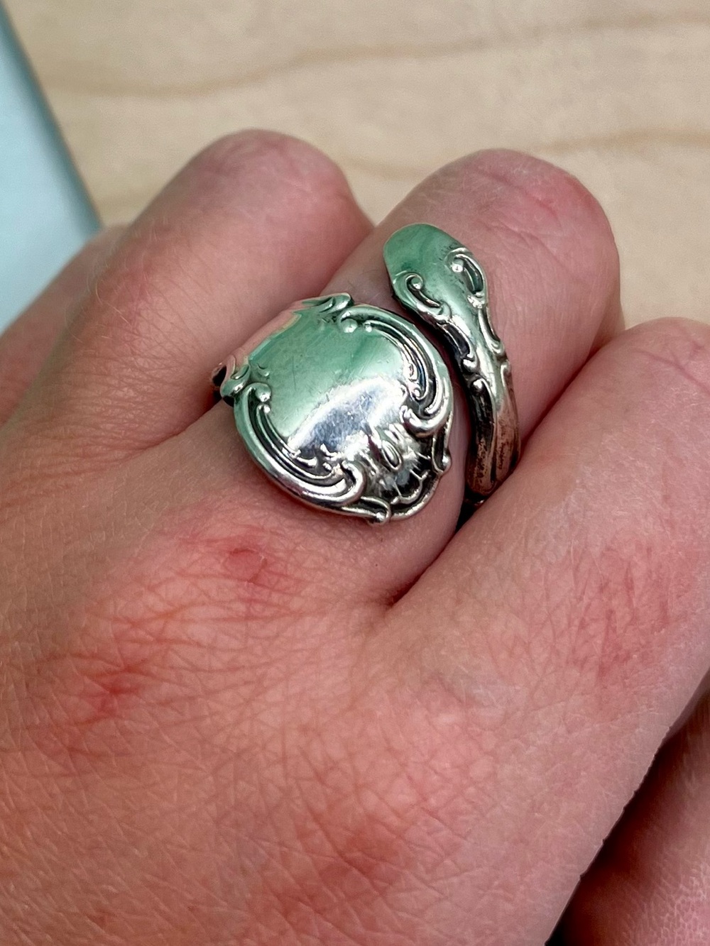 Vintage Gorham Sterling Silver Spoon Ring Size 6/7, Wrap Style